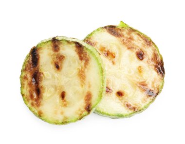 Lezzetli ızgara kabak dilimleri beyaz, üst manzara