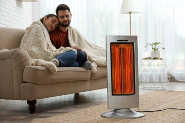 Koltukta elektrikli ısıtıcısı olan bir çift.