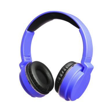 Beyaz arka planda yastıklı mavi kulaklıklar