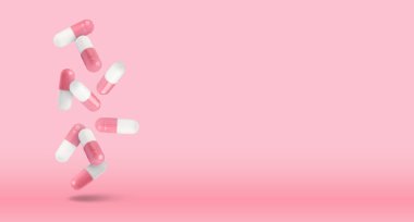 Haplar pembe arka plana doğru düşüyor. Metin için alanı olan pankart tasarımı