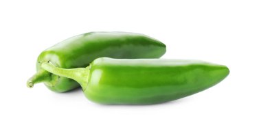Two green jalapeno peppers isolated on white