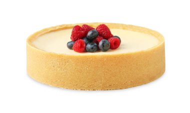 Taze böğürtlenli leziz peynirli kek.