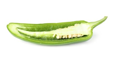 Half of green jalapeno pepper isolated on white