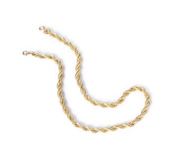 Beyaz manzaralı, şık altın kolye.