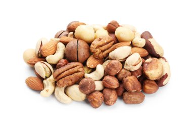 Mix of different nuts isolated on white