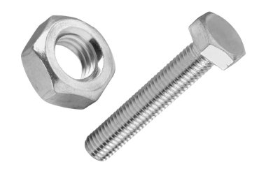 Hex fındık ve lag cıvata beyaz üzerine izole