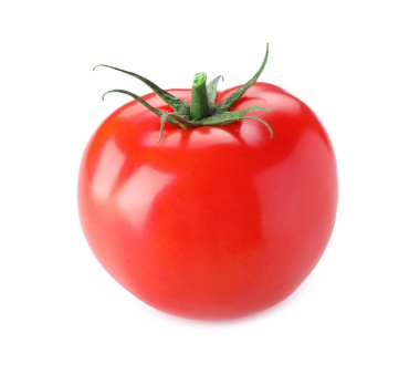 bir olgun kırmızı domates üzerinde beyaz izole