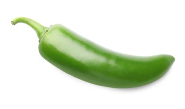 One whole green jalapeno pepper isolated on white