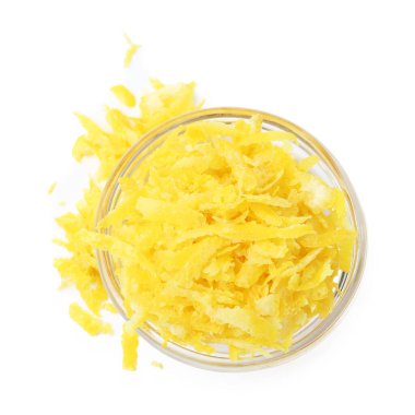 Limon tadı beyaz kasede izole, üst manzara