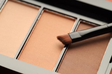 Arka plan olarak güzel bir göz falı ve fırça, yakın plan