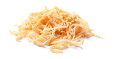 Tasty dried squid shavings isolated on white