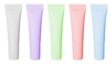 Kozmetik ürünlerin tüpleri beyaz, set üzerinde izole