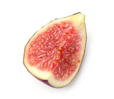 Olgun incir parçası beyaz, üst görünümde izole