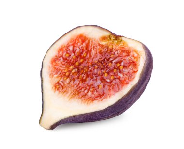 Olgun incir parçası beyazda izole edilmiş.