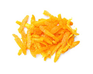 Beyaz, üst görünümde izole edilmiş aromatik portakal tadı yığını