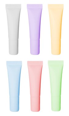 Kozmetik ürünlerin tüpleri beyaz, set üzerinde izole