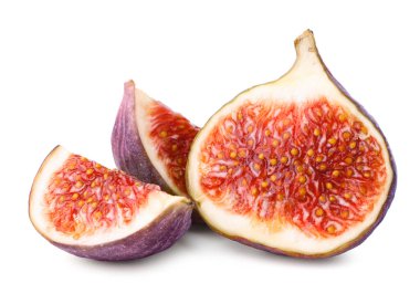 Pieces of ripe figs isolated on white