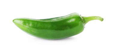 One whole green jalapeno pepper isolated on white