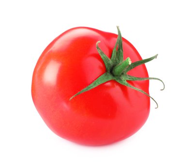bir olgun kırmızı domates üzerinde beyaz izole