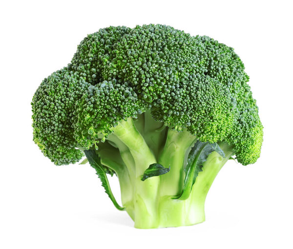 Fresh raw green broccoli isolated on white