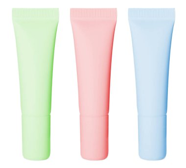 Kozmetik ürünlerin tüpleri beyaz, set üzerinde izole