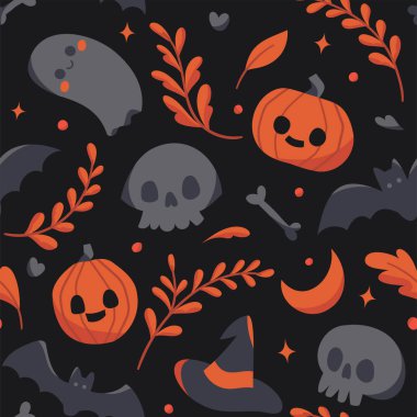 Güzel Cadılar Bayramı kusursuz desen, vektör illüstrasyonu