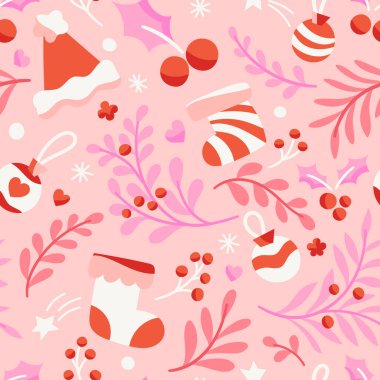 Şirin noel süslemeleri ile kusursuz desen