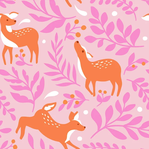 stock vector cute seamless pattern with cartoon deers. web illustration