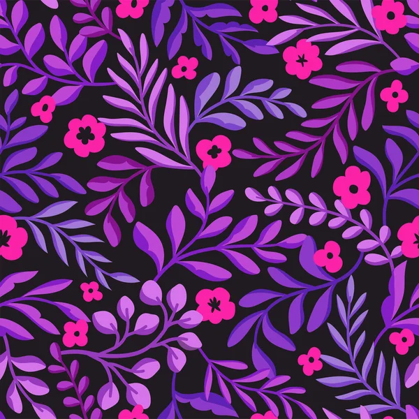 Nahtloses Blumenmuster Mit Blüten Und Blättern Web Illustration — Stockvektor