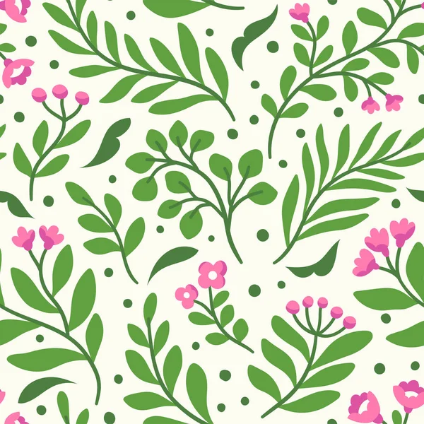 Patrón Floral Sin Costuras Con Flores Hojas Ilustración Web — Vector de stock
