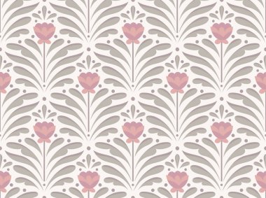 Çiçek ve yapraklı kusursuz çiçek deseni. Web illüstrasyonu