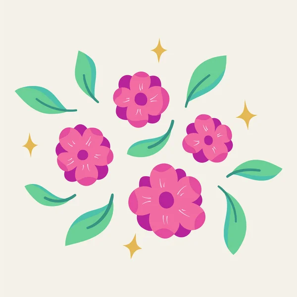 Patrón Floral Con Flores Hojas Ilustración Web — Vector de stock