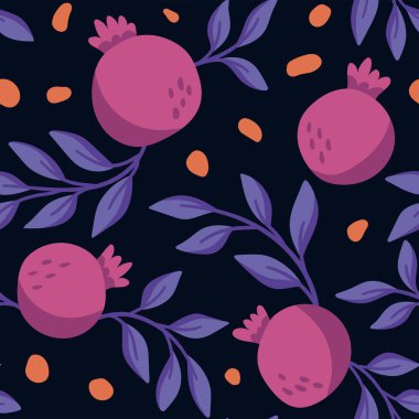 Tatlı karikatür narlarıyla kusursuz desen.