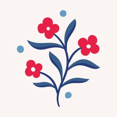 Çiçek ve yapraklı çiçek deseni. Web illüstrasyonu