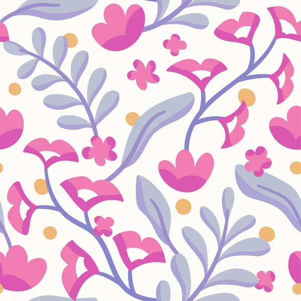 Motif Floral Sans Couture Avec Des Fleurs Des Feuilles Illustration — Image vectorielle