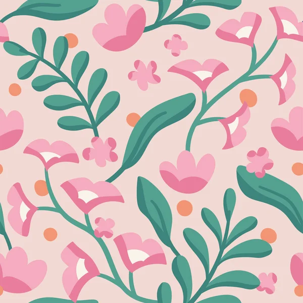 Motif Floral Sans Couture Avec Des Fleurs Des Feuilles Illustration — Image vectorielle