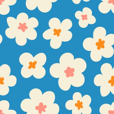 Çiçeksiz sevimli vektör deseni. Renkli çiçek arka planı. Moda baskısı, duvar kâğıdı veya kumaş için moda tekrarı.