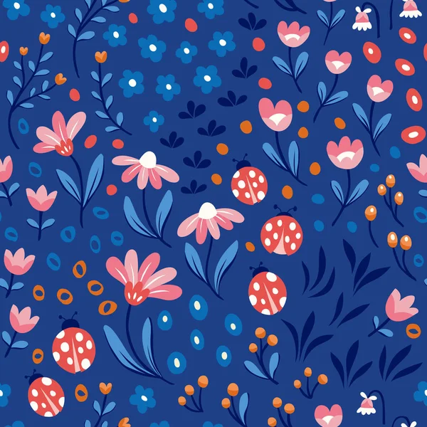 Квітковий Вектор Безшовний Візерунок Ніжні Ботанічні Шпалери Повторюваний Фон Листям — стоковий вектор