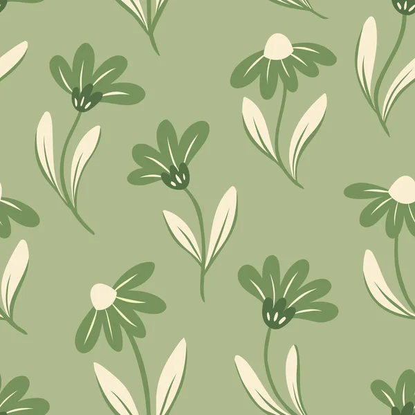 Vektorflorales Nahtloses Muster Handgezeichnete Blumen Illustration Wiederholbarer Hintergrund — Stockvektor