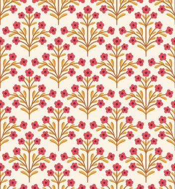 Zarif Damask Çiçeksiz Vektör Deseni. Dekoratif Çiçek İllüstrasyonu. Soyut Sanat Deko Arkaplanı.