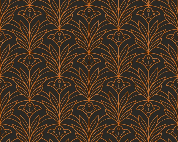 Moderne Florale Art Deco Nahtlose Muster Vektordamast Illustration Mit Blättern — Stockvektor