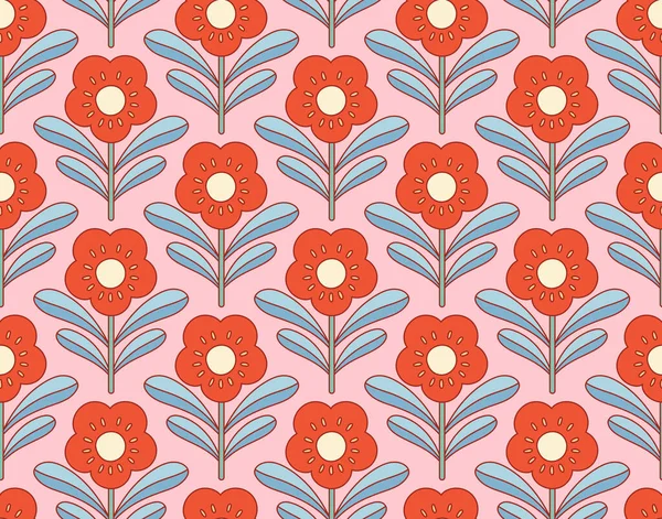Vintage Damas Floral Vector Modèle Sans Couture Illustration Décorative Fleurs — Image vectorielle