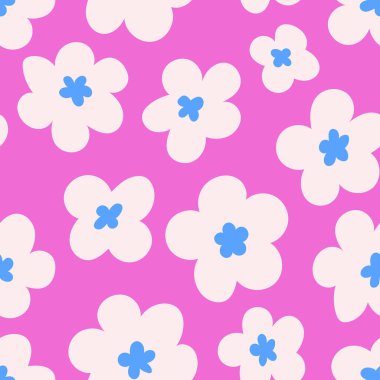 Çiçeksiz sevimli vektör deseni. Renkli çiçek arka planı. Moda baskısı, duvar kâğıdı veya kumaş için moda tekrarı.