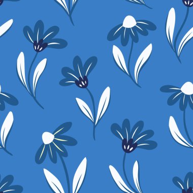 Çiçeksel vektör pürüzsüz desen. Narin botanik duvar kağıdı. Yapraklarla tekrarlanabilir arkaplan.