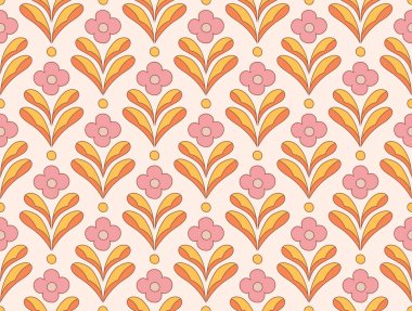 Modern çiçek deco dikişsiz desen. Yapraklı vektör damasyon. Dekoratif botanik arkaplan.