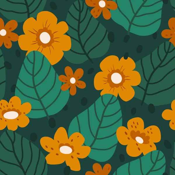 Nahtloses Muster Mit Tropischen Blättern Vektorbotanische Illustration Sommer Hintergrund Für — Stockvektor