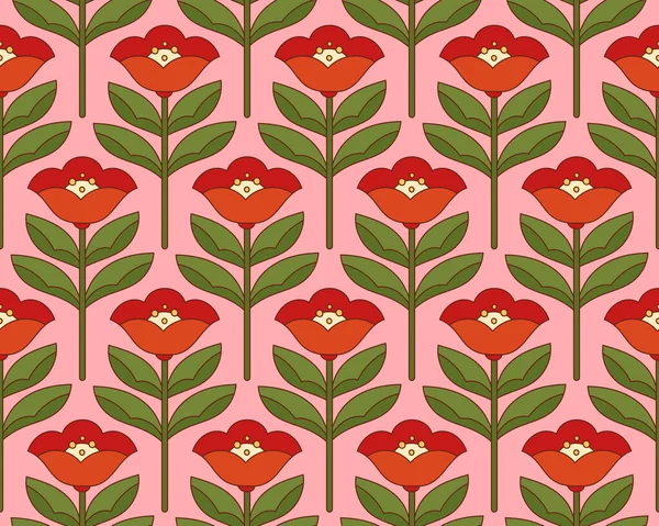 Modern Çiçek Deco Dikişsiz Desen Yapraklı Vektör Damasyon Dekoratif Botanik — Stok Vektör
