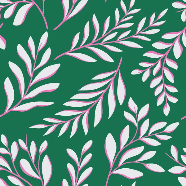 Vektor Hand Gezeichnete Blätter Nahtlose Muster Abstrakte Trendige Florale Hintergrund — Stockvektor