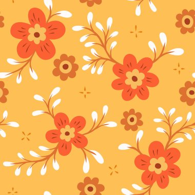 Moda çiçekleri pürüzsüz desen. Küçük vektör çiçekli arkaplan çizimi. Kumaş, moda baskısı ve duvar kağıdı için bahar çiçeği dokusu.