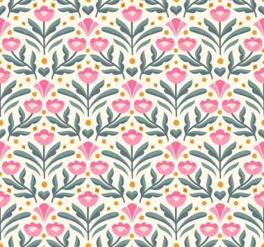 Moda çiçekleri pürüzsüz desen. Küçük vektör çiçekli arkaplan çizimi. Kumaş, moda baskısı ve duvar kağıdı için bahar çiçeği dokusu.